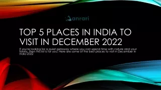 Top 5 Places in India to Visit in India - December 2022