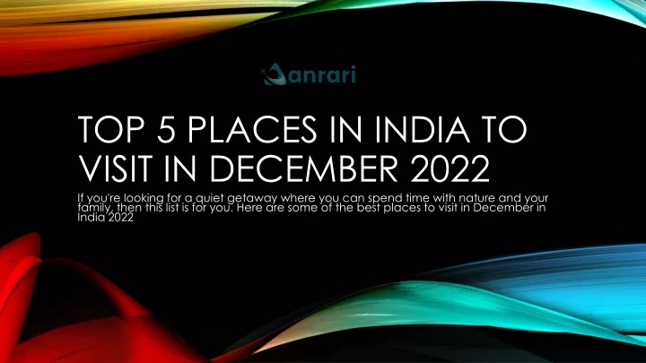 top 5 places in india to visit in december 2022