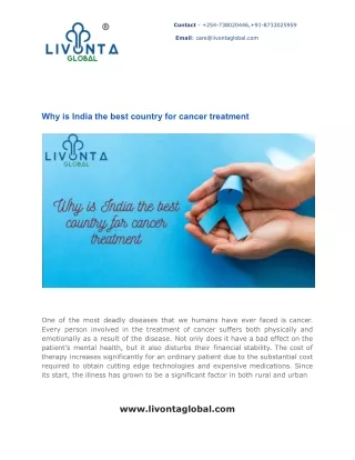 Why is India the best country for cancer treatment