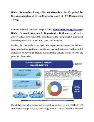 Renewable Energy Market Search Report & Analysis PR