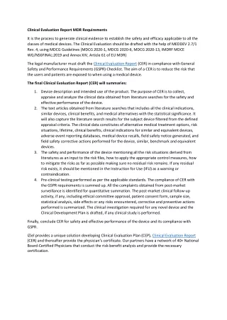 clinical evaluation report mdr requirements