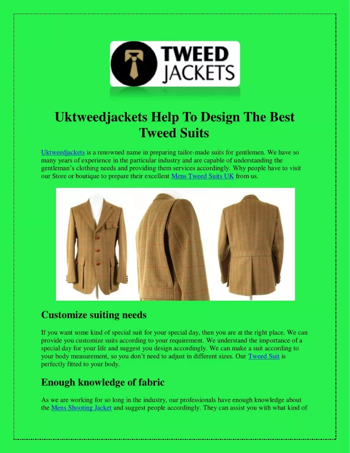 uktweedjackets help to design the best tweed suits