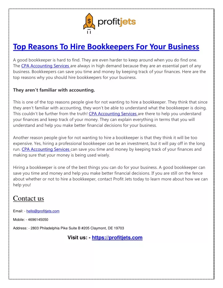 top reasons to hire bookkeepers for your business