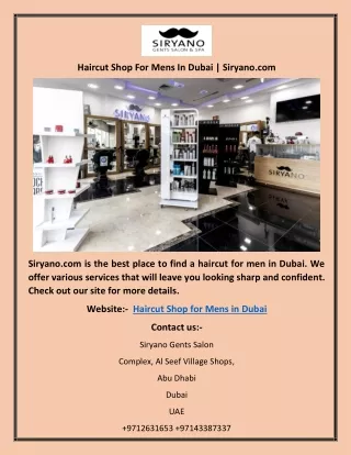 Haircut Shop For Mens In Dubai | Siryano.com