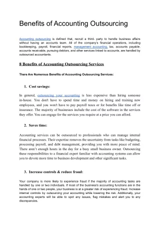 benefits of accounting outsourcing