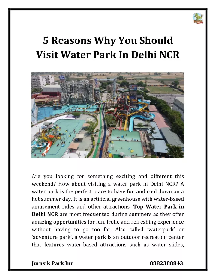 5 reasons why you should visit water park