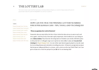 How Can You Pick The Winning Lottery Numbers For Super Kansas Cash - Tips, Tools, And Techniques!