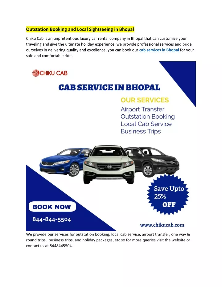 outstation booking and local sightseeing in bhopal