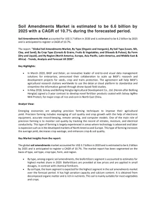 Soil Amendments Market