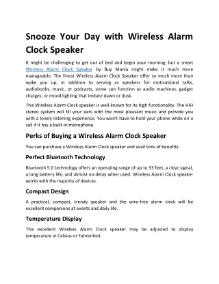 (buymania.store) --- Snooze Your Day with Wireless Alarm Clock Speaker