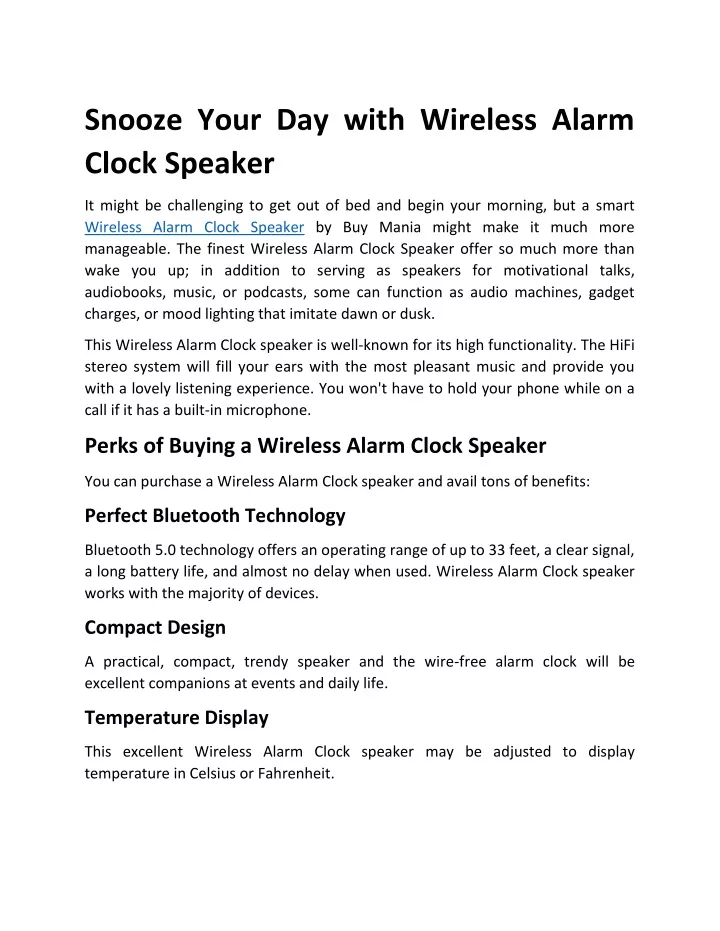 snooze your day with wireless alarm clock speaker