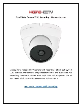 Oyn X Cctv Camera With Recording | Home-cctv.com