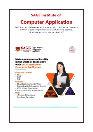 SAGE Institute of Computer Application