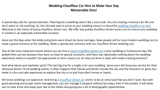 Wedding Chauffeur Car Hire to Make Your Day Memorable One!