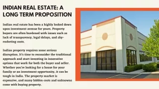 Indian Real Estate: A Long Term Proposition