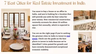 7 Best Cities for Real Estate Investment in India