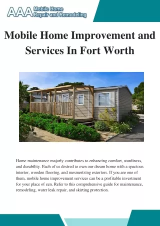 Mobile Home Improvement and Services In Fort Worth
