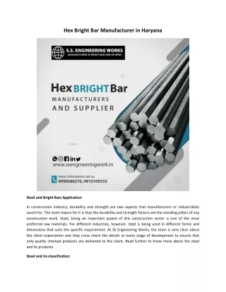 Hex Bright Bar Manufacturer in Haryana