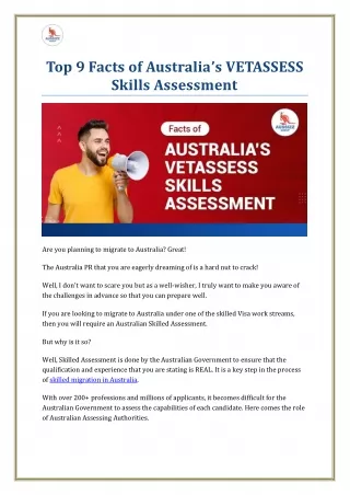 Top 9 Facts of Australia’s VETASSESS Skills Assessment