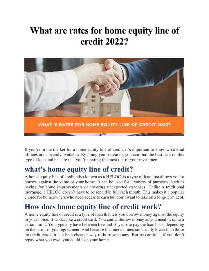 PPT What are rates for home equity line of credit 2022? PowerPoint