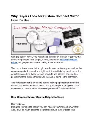Why Buyers Look for Custom Compact Mirror | How It's Useful