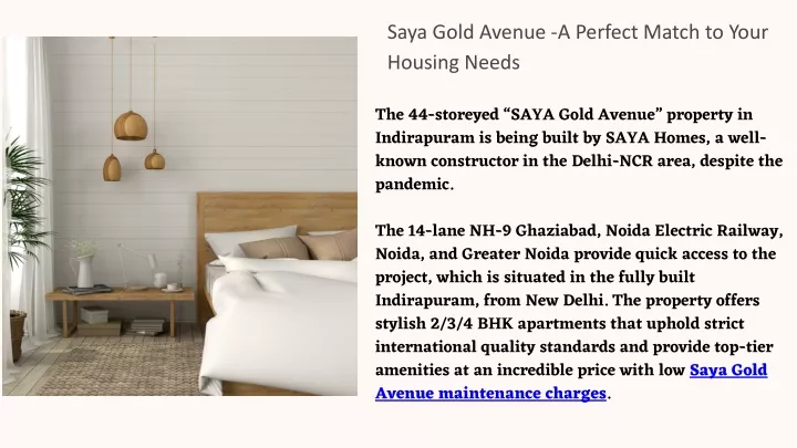 saya gold avenue a perfect match to your housing