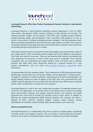 launchpad research offers new product development