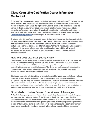 Cloud Computing Certification Course Information- MentorKart