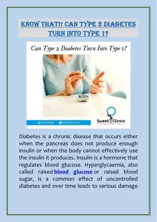 Know About That CAN TYPE 2 DIABETES TURN INTO TYPE 1?