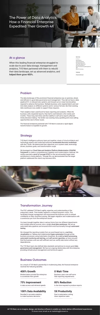 The Power of Data Analytics - How a Financial Enterprise Expedited Their Growth 4X
