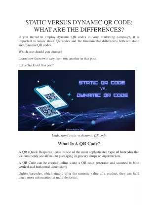 static versus dynamic qr code what