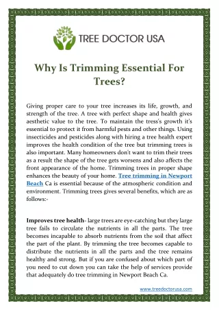 why is trimming essential for trees