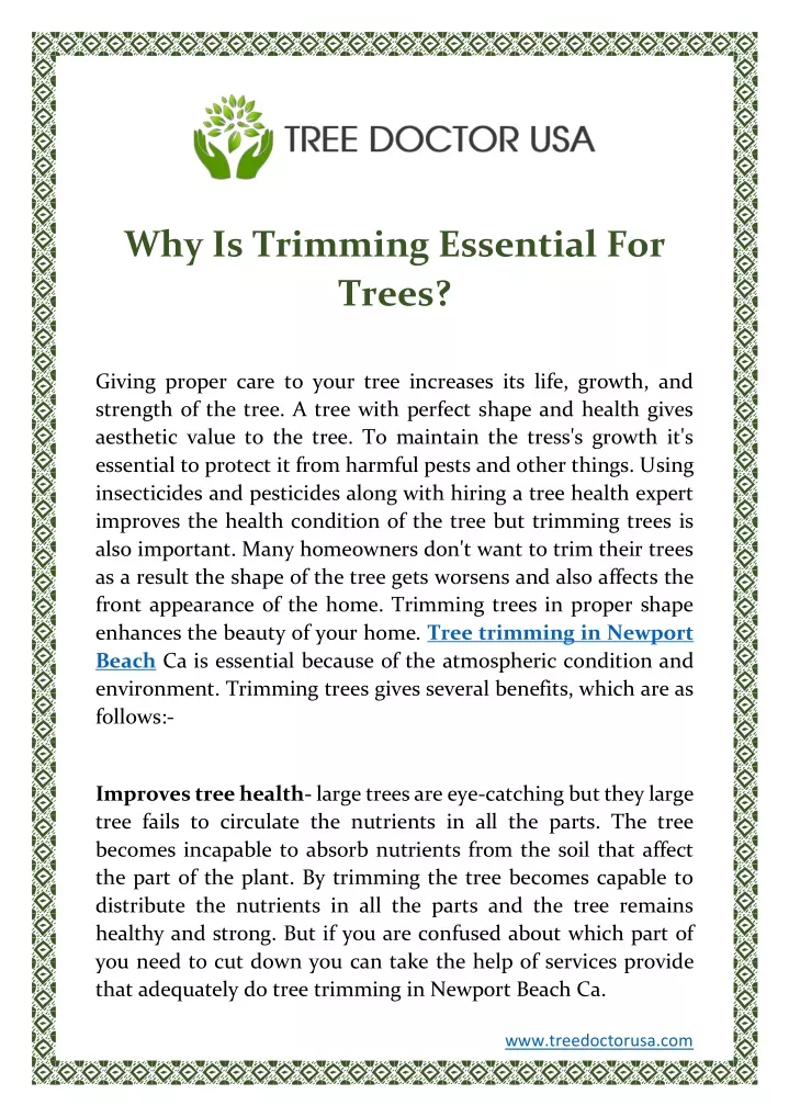 why is trimming essential for trees