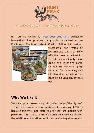 Best Persimmon Crush Deer Attractants