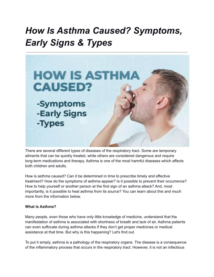how is asthma caused symptoms early signs types