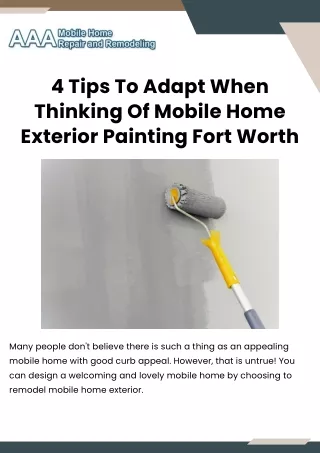4 Tips To Adapt When Thinking Of Mobile Home Exterior Painting Fort Worth (1)