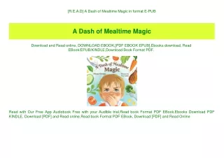 [R.E.A.D] A Dash of Mealtime Magic in format E-PUB