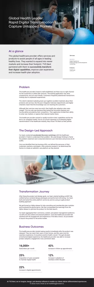 Global Health Leader - Rapid Digital Transformation to Capture Untapped Markets