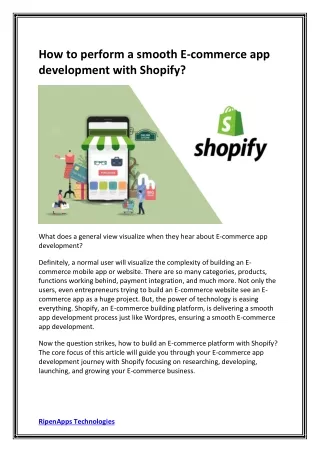 How to perform a smooth E-commerce app development with Shopify