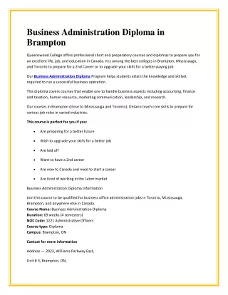 business administration diploma in brampton