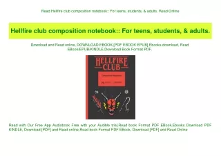 Read Hellfire club composition notebook For teens  students  & adults. Read Online