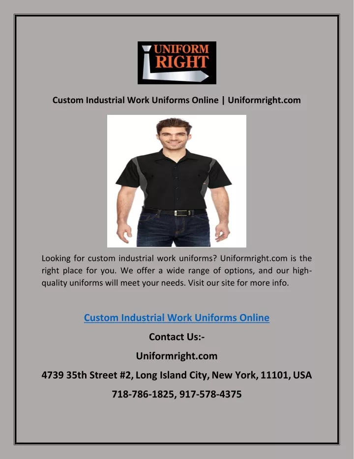 custom industrial work uniforms online