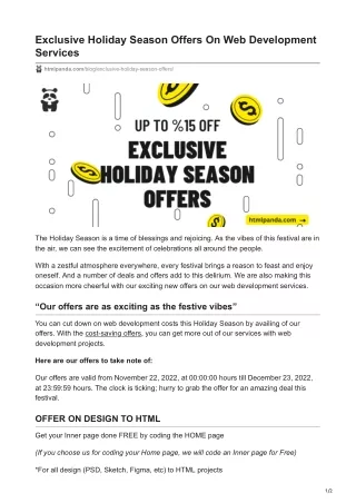 Exclusive Holiday Season Offers On Web Development Services