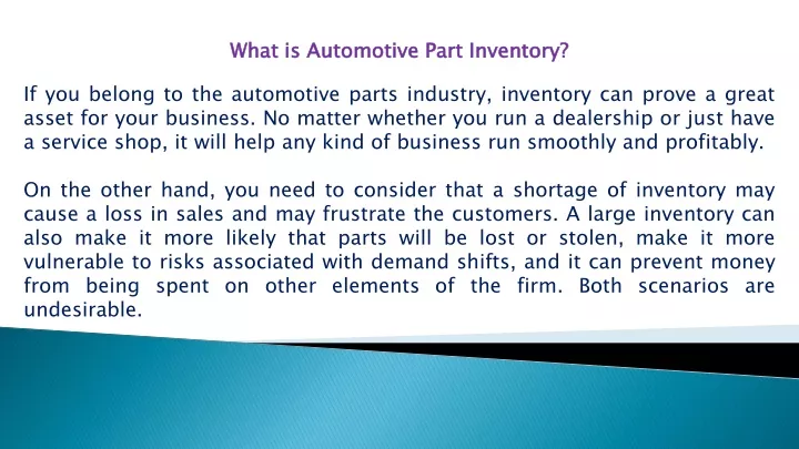 what is automotive part inventory