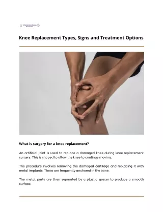 Knee Replacement Types, Signs and Treatment Options