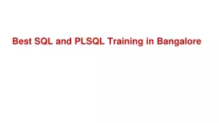 Best SQL and PLSQL Training in Bangalore