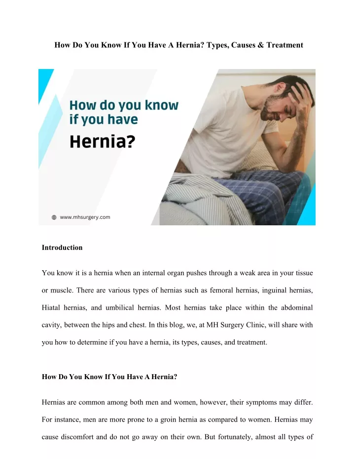 how do you know if you have a hernia types causes