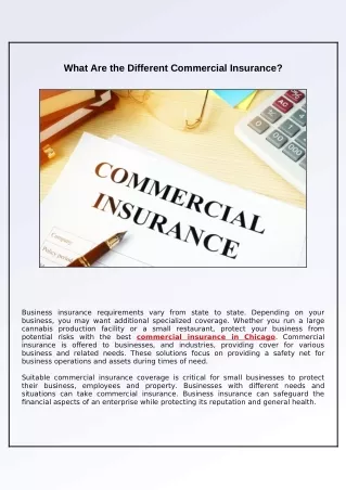 What Are the Different Commercial Insurance?