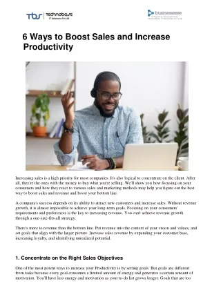 6 Ways to Boost Sales and Increase Productivity | Businessezee