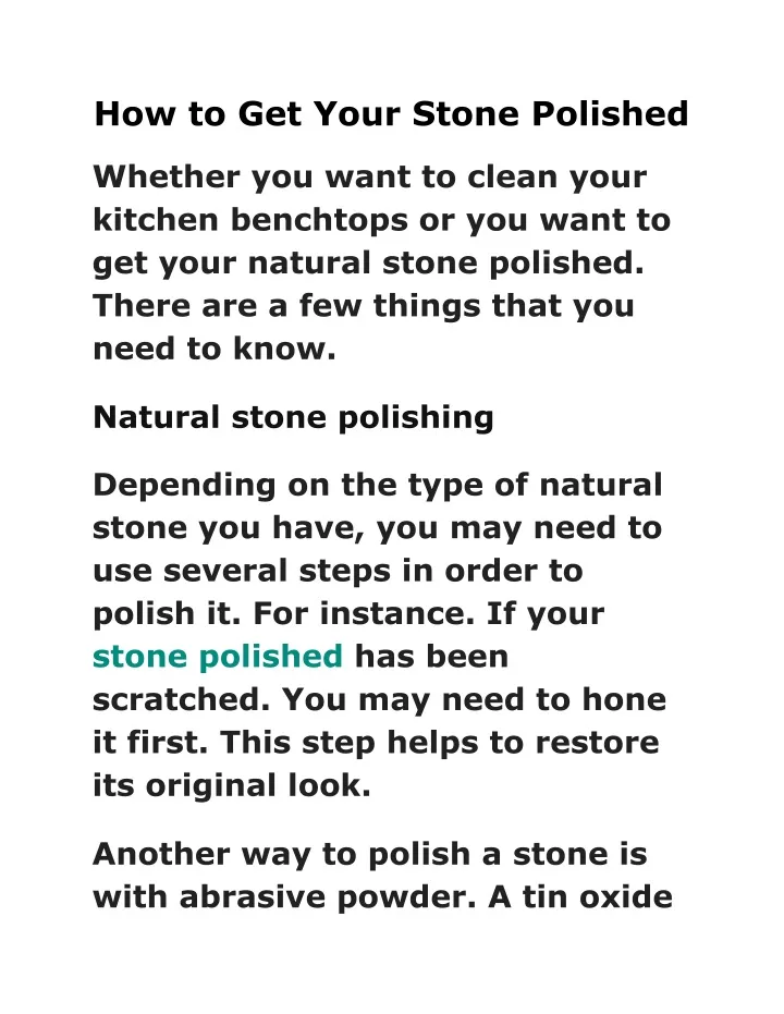 how to get your stone polished